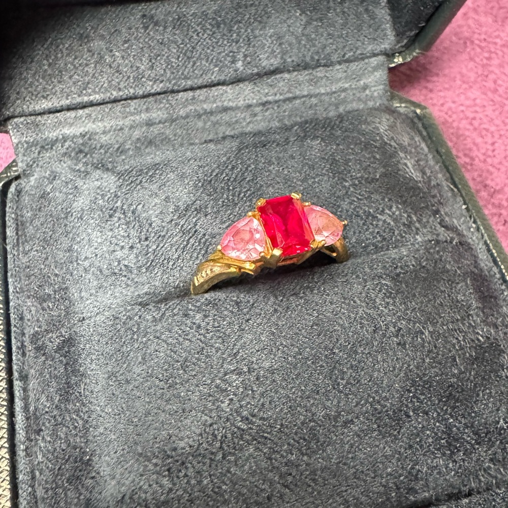 Elegant Silver, Red, and Pink Gemstone Ring